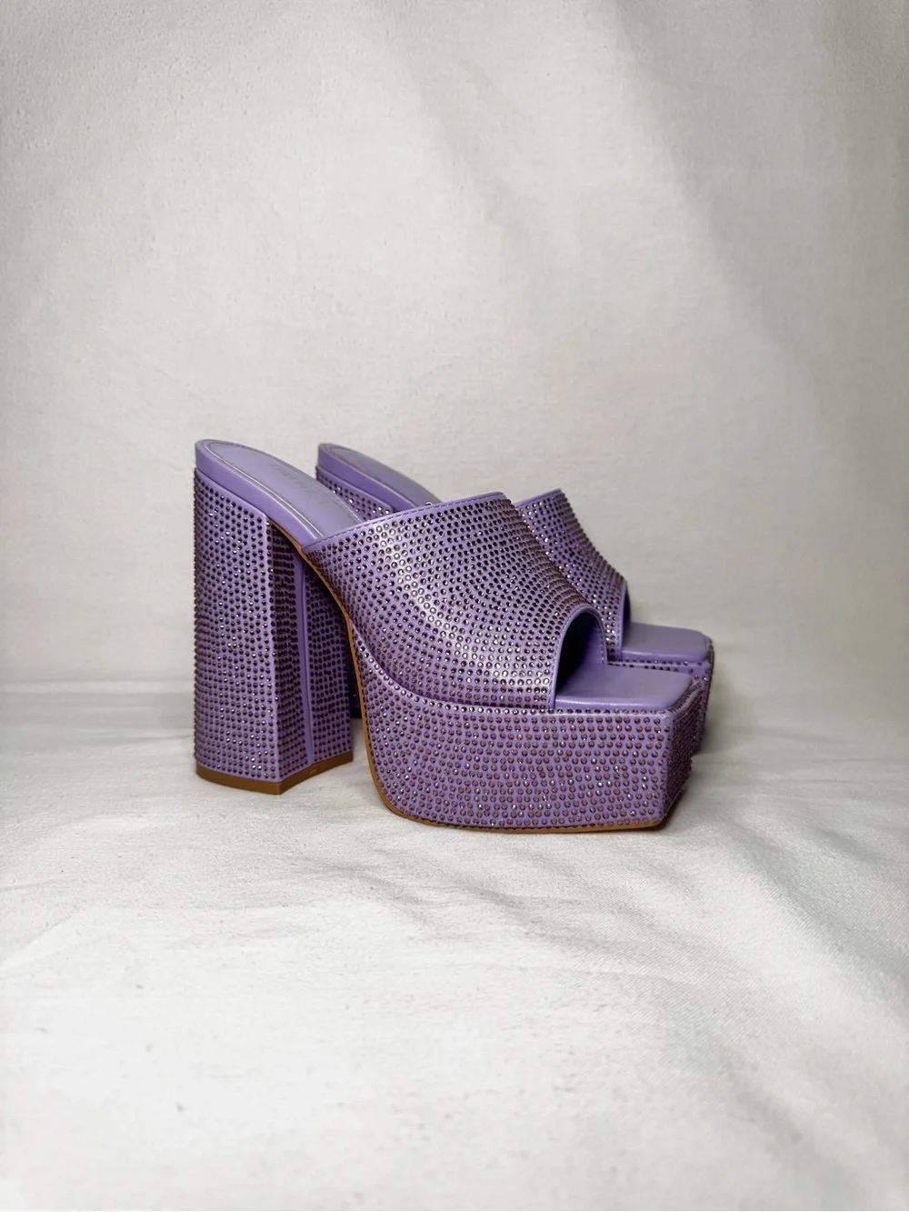 Forever 21 Purple Rhinestone Platform Mule Heels
